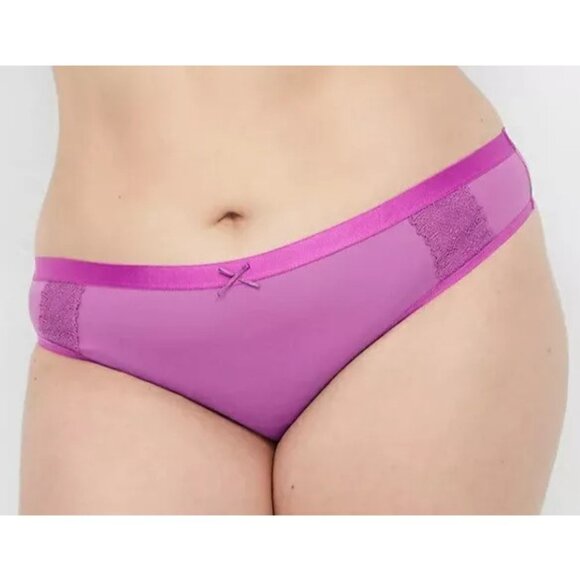 Lane Bryant Cacique Cotton Thong Panty With Crochet Lace Trim 26/28 - Picture 1 of 3